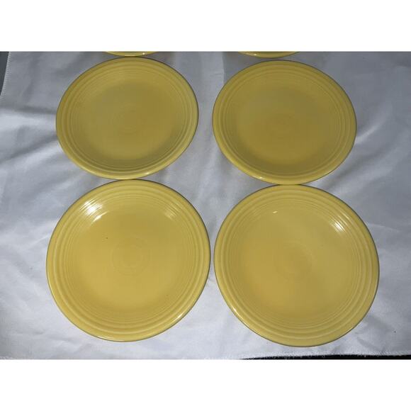 VTG VINTAGE YELLOW FIESTA WARE DINNER SALAD PLATES 7.25 IN SET/6 - Picture 3 of 8
